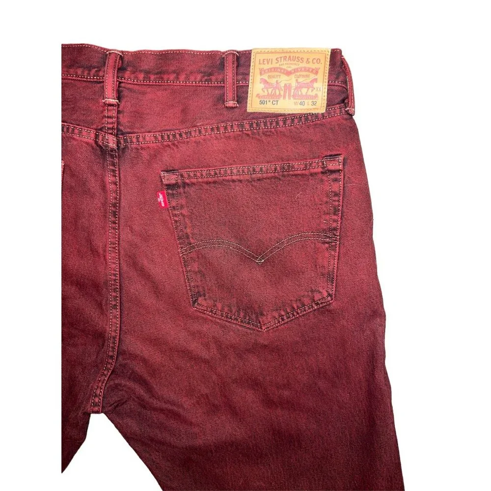 LEVI’S Men’s 501 CT Custom Tapered W40 L32 Button Fly Red‎ Denim, Colored Denim